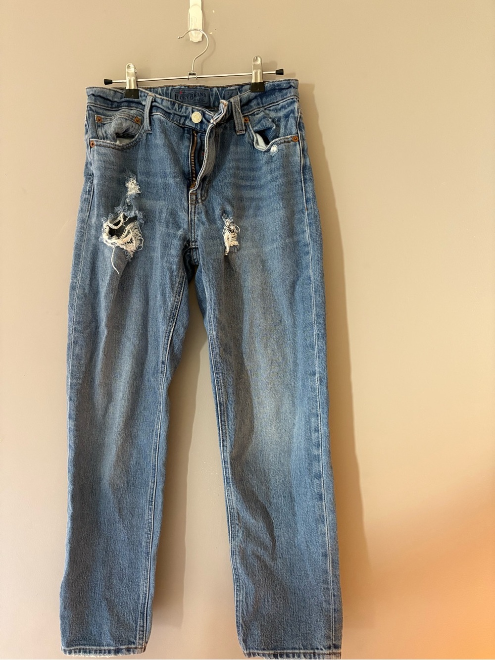 Lucky Brand Distressed Straight Leg Jeans - Blue
